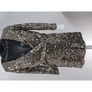 Midnight Doll Sparkling Gold Sequin Long Sleeve Romper NWT